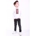 Embroidered t-shirt with long sleeves "Colours" red/white
